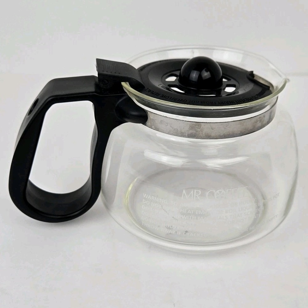 MR COFFEE‎ 4 CUP GLASS REPLACEMENT POT CARAFE DECANTER BLACK Lid WITH Handle
